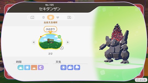 セキタンザンの生息地